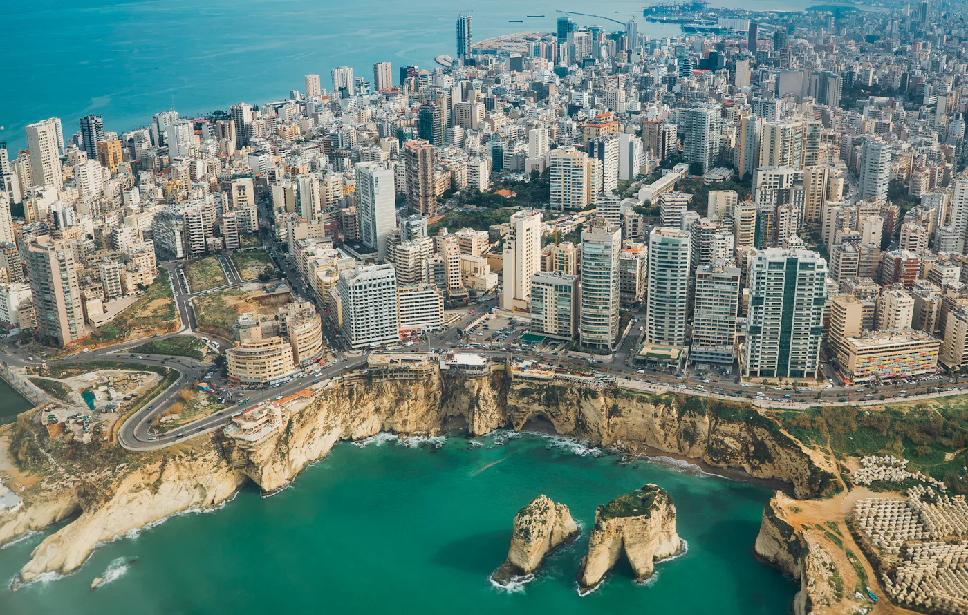 Aerial view of Beirut and the Mediterranean coast