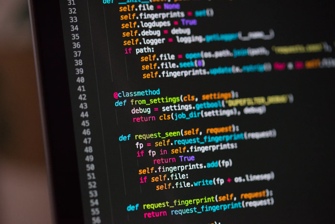 Code on a monitor